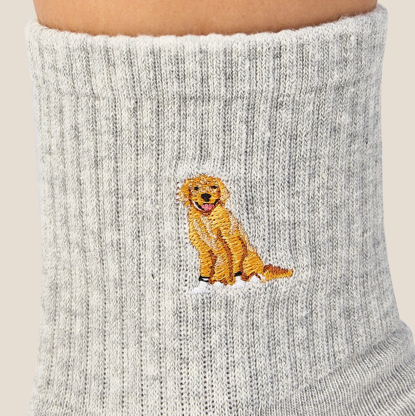 Golden Retriever Grip Socks – Grey