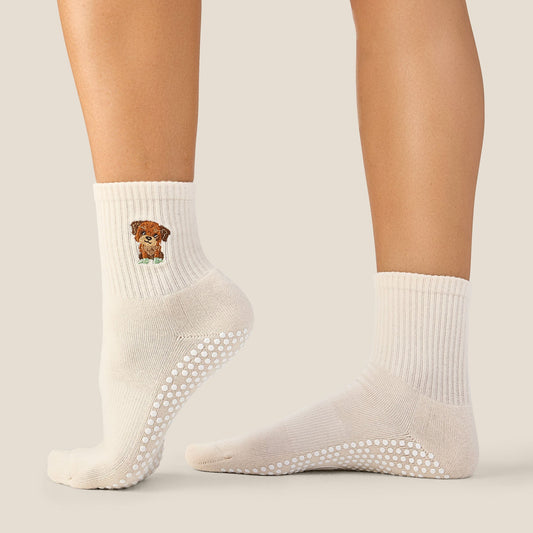 CREW-POODLE OAT grip socks pilates